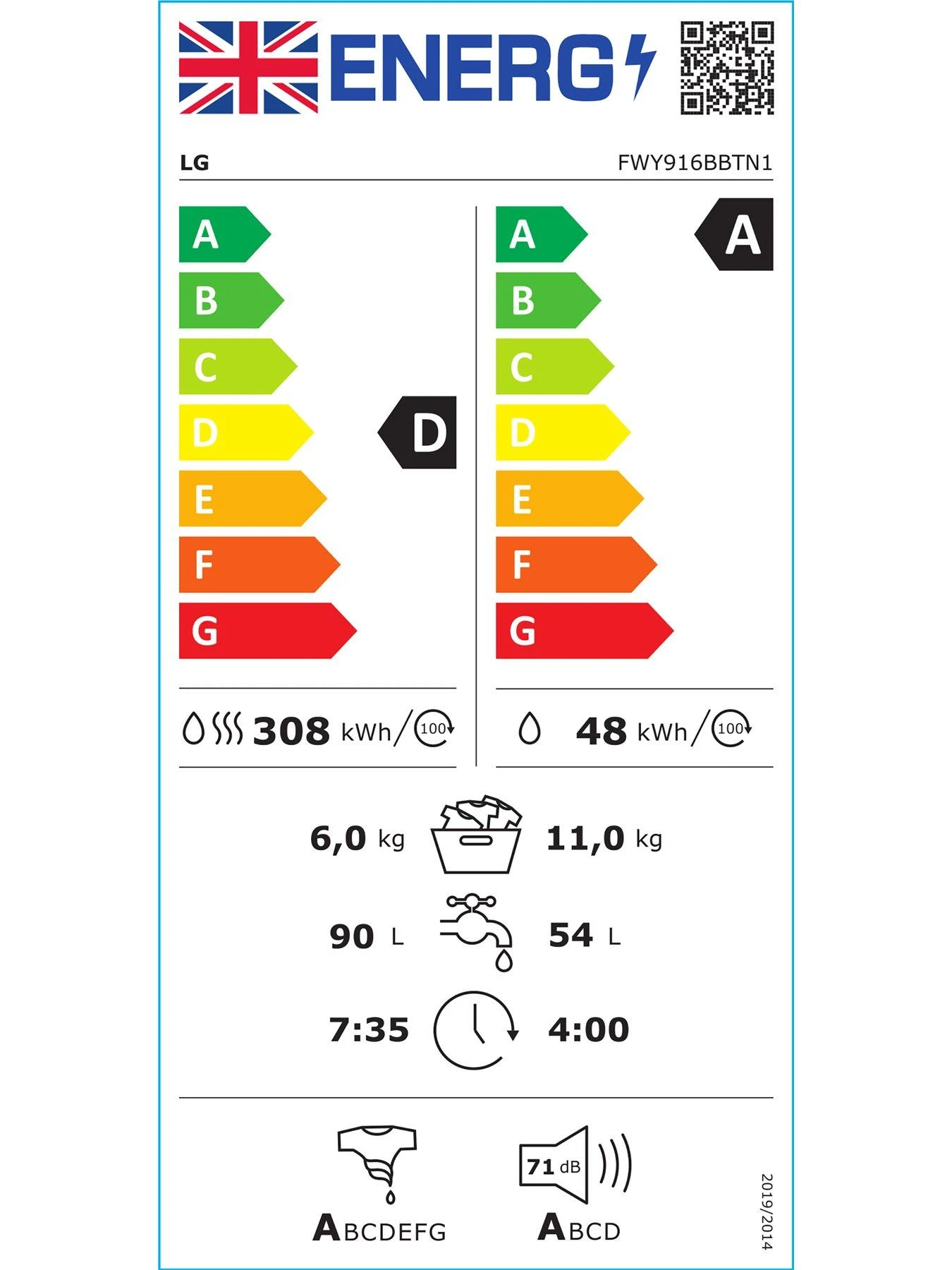 LG TurboWash360 FWY916BBTN1 11kg / 6kg Washer Dryer - Platinum Black - A-10% / D Rated 9 LG TurboWash360 FWY916BBTN1 11kg / 6kg Washer Dryer - Platinum Black - A-10% / D Rated - Image 7
