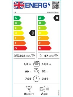 LG TurboWash FWY606GBLN1 10kg / 6kg Washer Dryer - Slate Grey - A-10% / D Rated 14 LG TurboWash FWY606GBLN1 10kg / 6kg Washer Dryer - Slate Grey - A-10% / D Rated -Appliance Pro VR61J SQ6 0000000088 NO COLOR SLd4