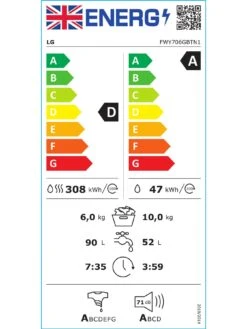 LG TurboWash360 FWY706GBTN1 10kg / 6kg Washer Dryer - Slate Grey - A-10% / D Rated -Appliance Pro VR61K SQ7 0000000088 NO COLOR ICf
