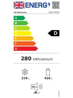 LG NatureFRESH GSLV71PZTD Side-by-Side Fridge Freezer - Shiny Steel - 635L - D Rated -Appliance Pro VR61O SQ7 0000000088 NO COLOR ICf